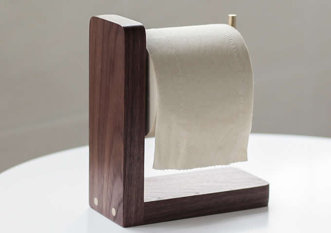  Black Walnut Wooden Toilet Paper Roll Holder 